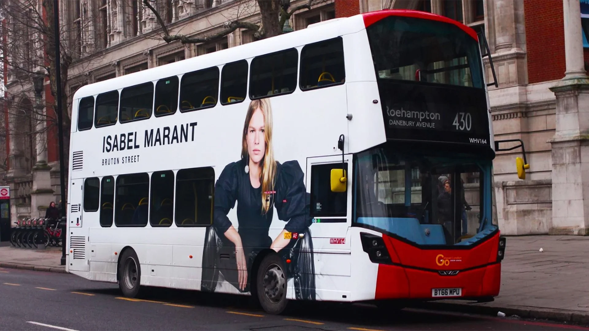 Isabel Marant full-wrap advertising campaign on a London double-decker bus